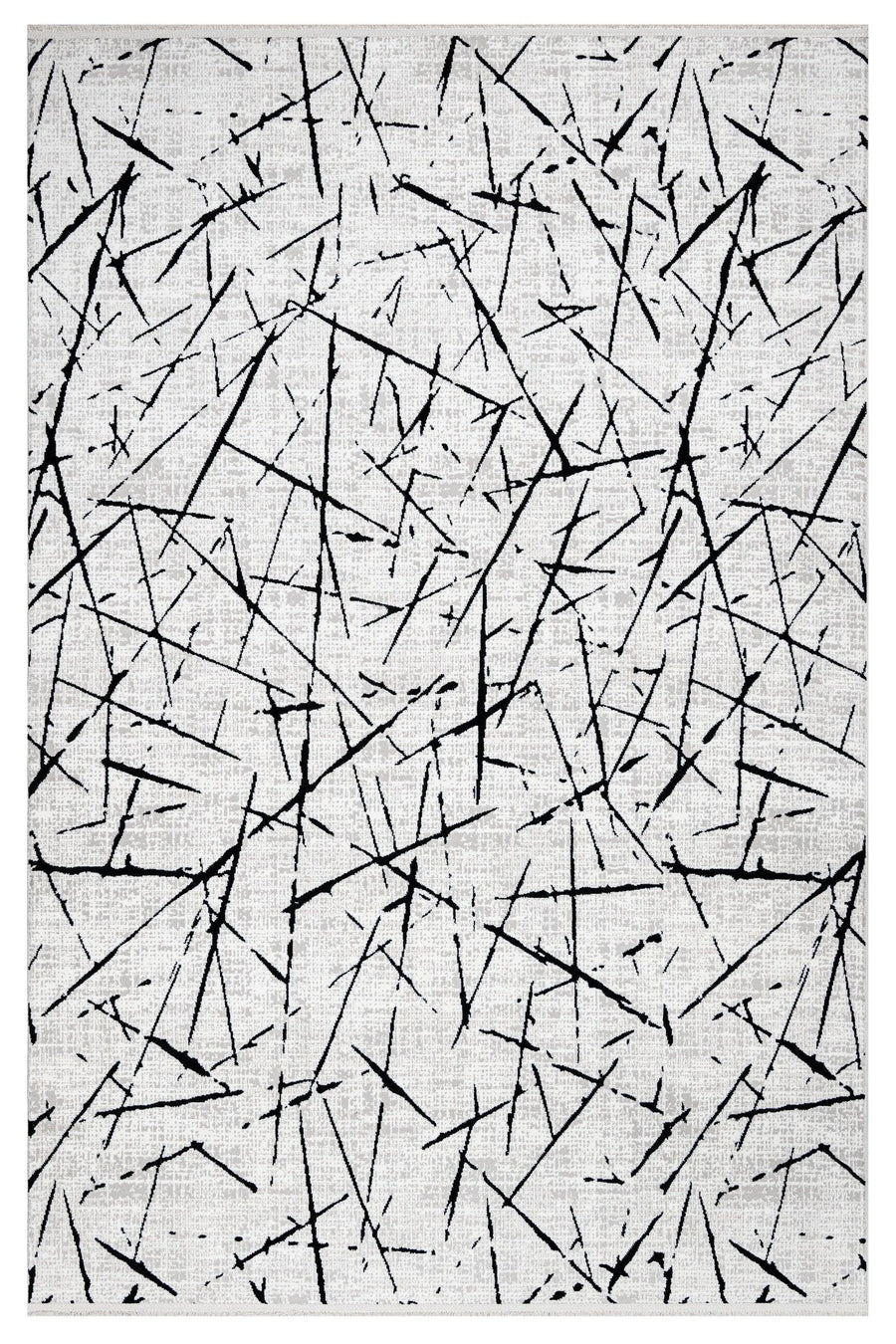 Black and White Geometric Area Rug with Non-Slip Backing – in the living room