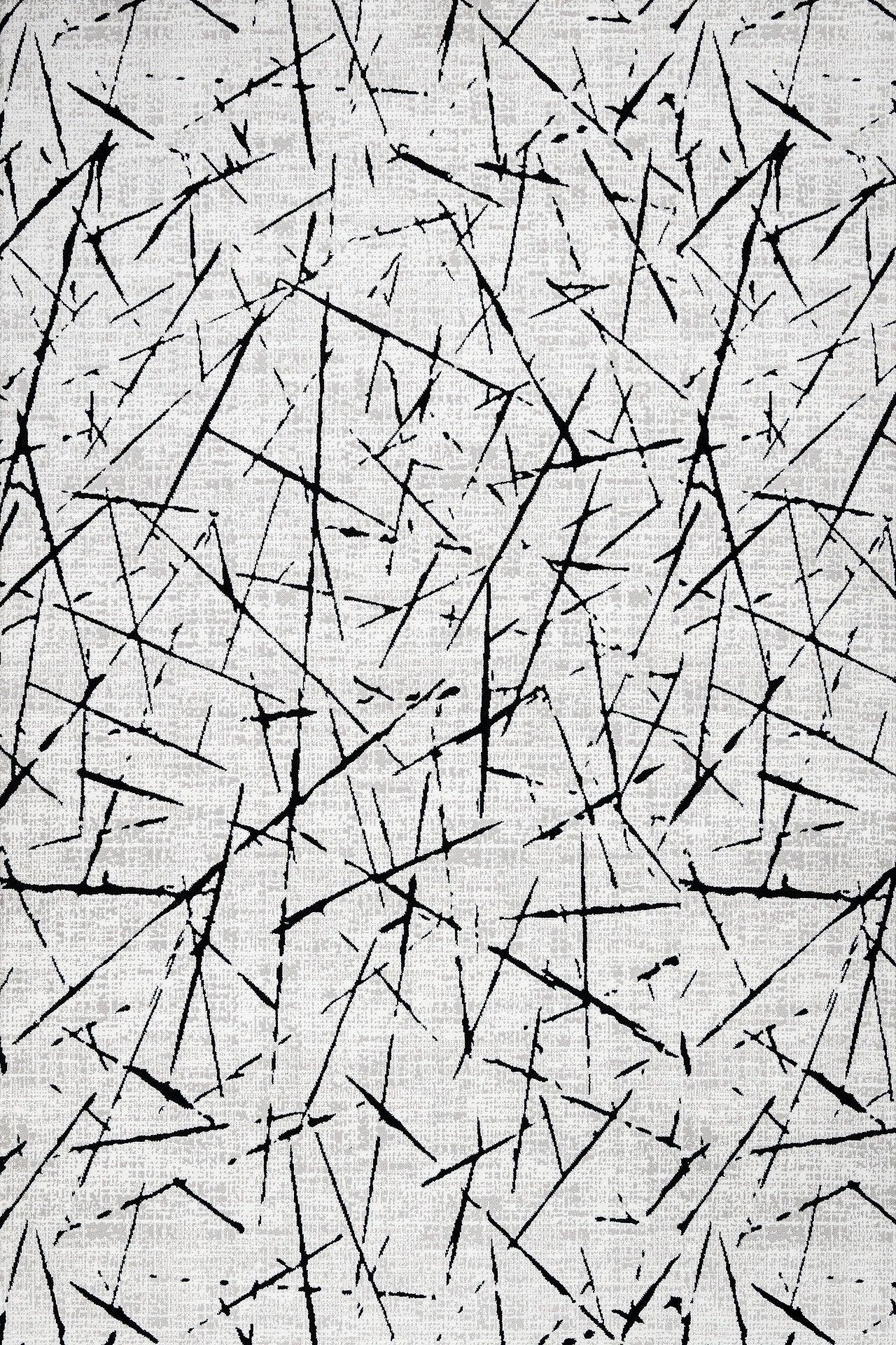 Antrasit Gri Geometrik Minimalist Halı - Yıkanabilir - Kaymaz Taban - Pati Dostu