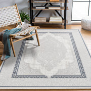 Viviana Gri Mavi Klasik Polyester Makine Halısı