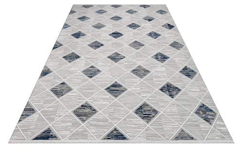 Carolina Gri Geometrik Polyester Makine Halısı