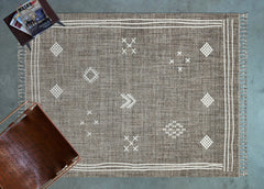 Kahve Etnik Modern Etnik Desenli Halı  | Makinada Yıkanabilir | Hav Toz Vermez | Leke Tutmayan | Kaymaz Taban | Dijital Makine Baskı | Salon Yolluk Mutfak Halısı