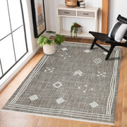 Kahve Etnik Modern Etnik Desenli Halı  | Makinada Yıkanabilir | Hav Toz Vermez | Leke Tutmayan | Kaymaz Taban | Dijital Makine Baskı | Salon Yolluk Mutfak Halısı