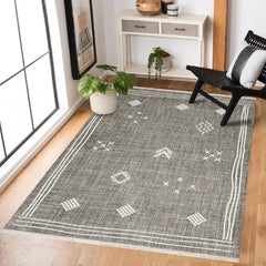 Kahve Etnik Modern Etnik Desenli Halı  | Makinada Yıkanabilir | Hav Toz Vermez | Leke Tutmayan | Kaymaz Taban | Dijital Makine Baskı | Salon Yolluk Mutfak Halısı