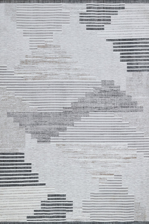 Gri Geometrik Modern Etnik Desenli Halı  | Makinada Yıkanabilir | Hav Toz Vermez | Leke Tutmayan | Kaymaz Taban | Dijital Makine Baskı | Salon Yolluk Mutfak Halısı