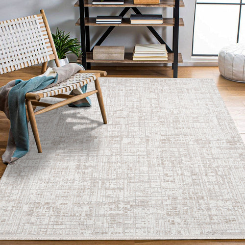 Amirah Krem Çizgili Polyester Makine Halısı