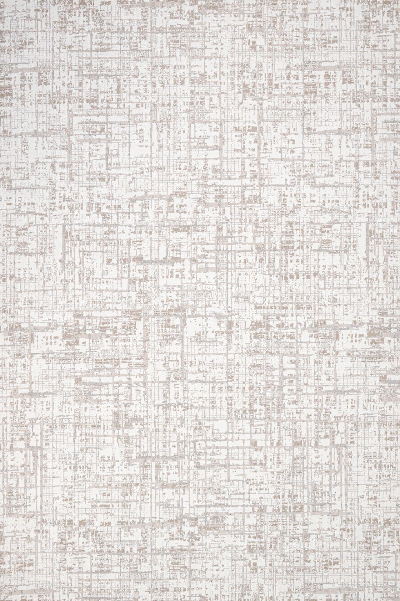 Beyaz Ekru Dokulu Minimalist Halı - Yıkanabilir - Kaymaz Taban - Pati Dostu