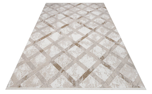 Jazlyn Cream Geometric Polyester Machine Rug