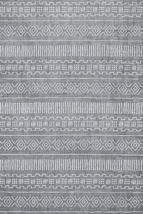 Gri Etnik Modern Etnik Desenli Halı  | Makinada Yıkanabilir | Hav Toz Vermez | Leke Tutmayan | Kaymaz Taban | Dijital Makine Baskı | Salon Yolluk Mutfak Halısı