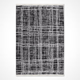 Black and White Modern Geometric Living Room Rug Grid - Polyester