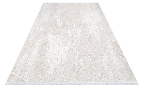 Elora Cream Geometric Polyester Machine Rug