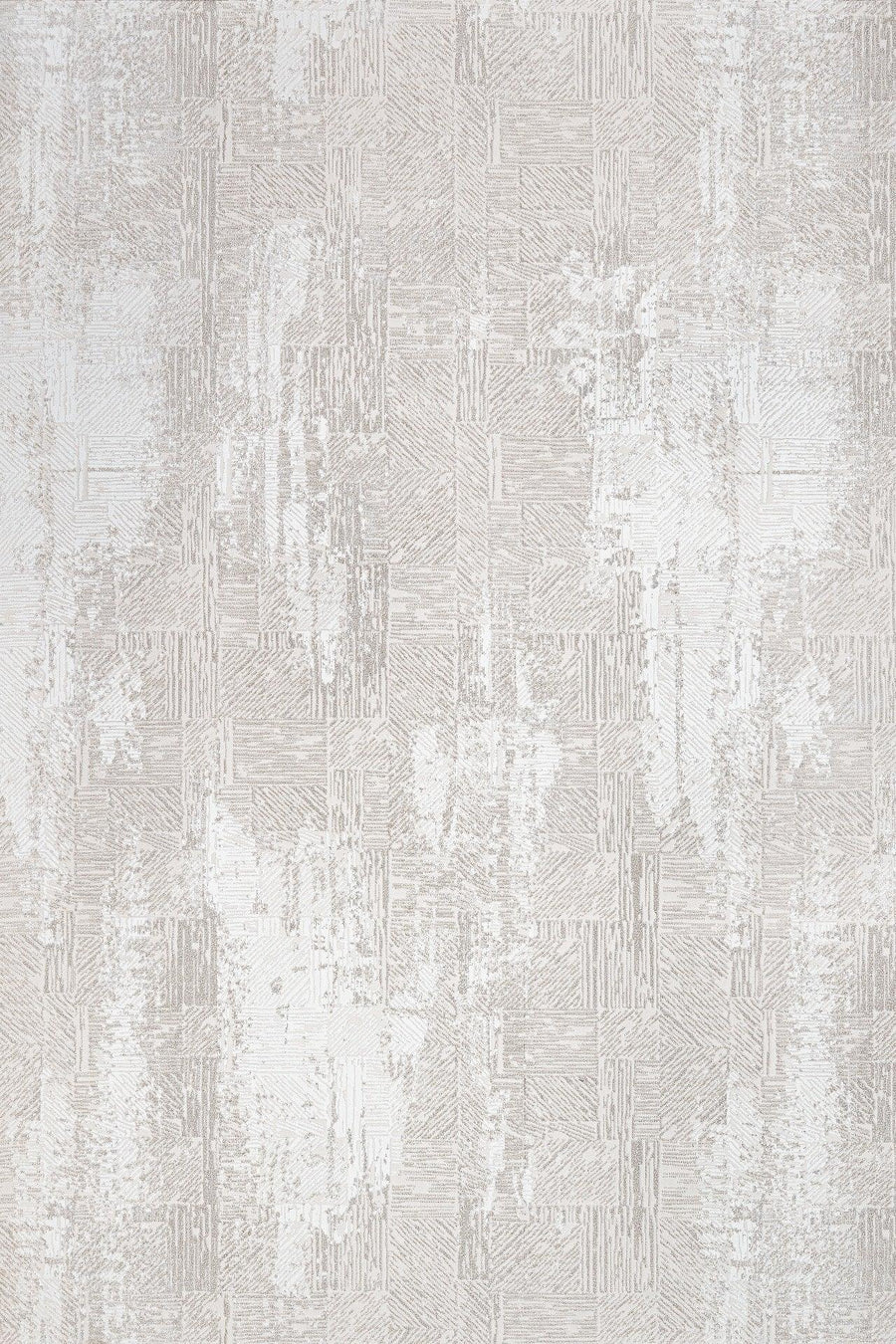 Bej Gri Dokulu Minimalist Halı - Yıkanabilir - Kaymaz Taban - Pati Dostu