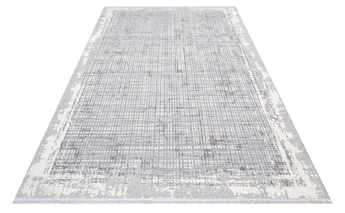 Skylar Gray Striped Polyester Machine Rug