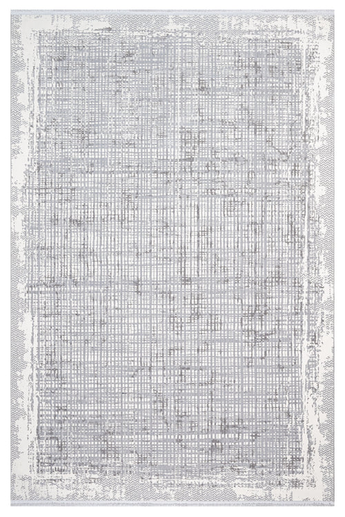 Skylar Gray Striped Polyester Machine Rug