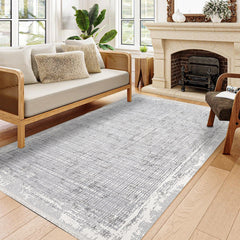 Skylar Gri Çizgili Polyester Makine Halısı