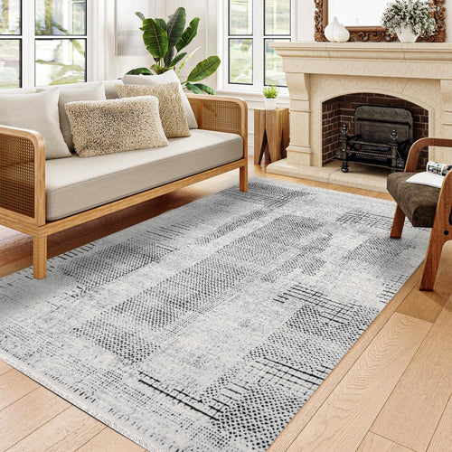 Bella Gri Modern Polyester Makine Halısı