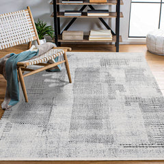 Bella Gri Modern Polyester Makine Halısı