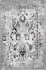 White Grey Distressed Living Room Rug 16557 - Cotton