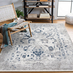 Madelin Gri Modern Polyester Makine Halısı