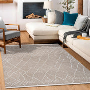 Pearl Kahverengi Geometrik Polyester Makine Halısı