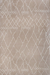 Beige Cream Bohemian Geometric Living Room Rug - Cotton