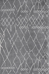 Grey White Modern Geometric Living Room Rug Baklava - Cotton Digital Print