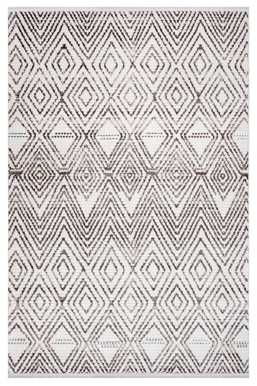 Pappy Krem Geometrik Polyester Makine Alan Halısı