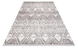 Cream Geometric Patterned Modern Living Room Rug Polyester