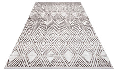 Pappy Krem Geometrik Polyester Makine Alan Halısı