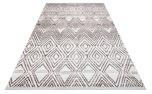 Pappy Krem Geometrik Polyester Makine Alan Halısı