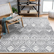 Pomegranate Beyaz Geometrik Polyester Makine Alan Halısı