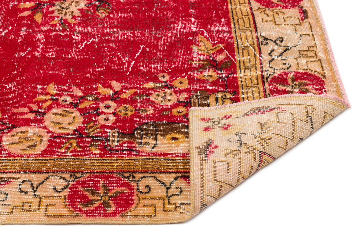 Tirena Kırmızı ve Bej Çiçek Desenli El Dokuma Halı 165x265 cm – detay görünümü