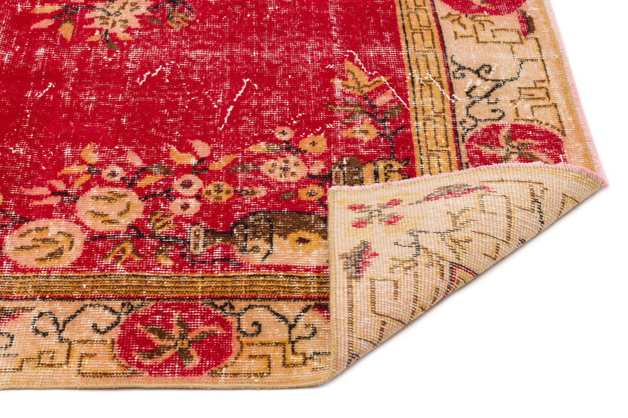 Tirena Kırmızı ve Bej Çiçek Desenli El Dokuma Halı 165x265 cm – detay görünümü