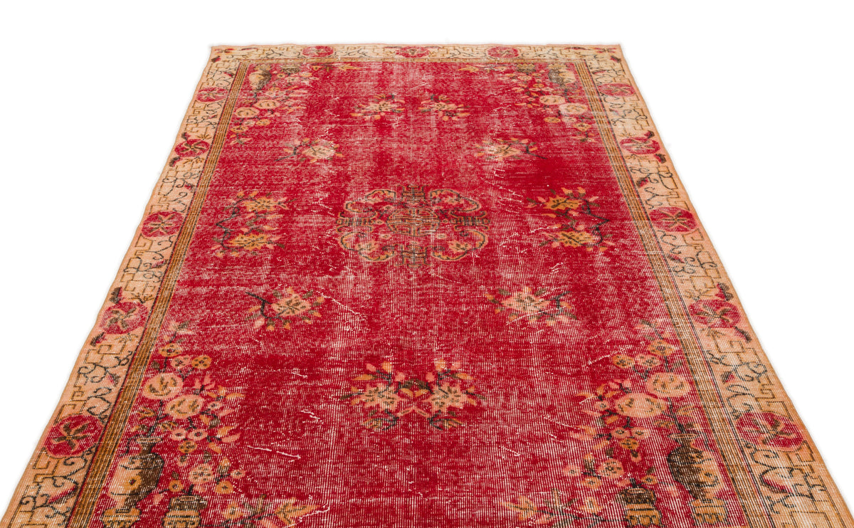 Tirena Kırmızı ve Bej Çiçek Desenli El Dokuma Halı 165x265 cm – detay görünümü