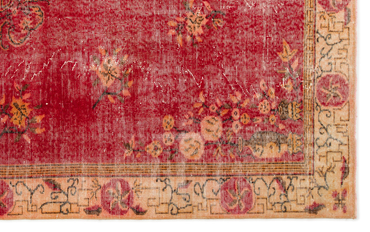 Tirena Kırmızı ve Bej Çiçek Desenli El Dokuma Halı 165x265 cm – detay görünümü