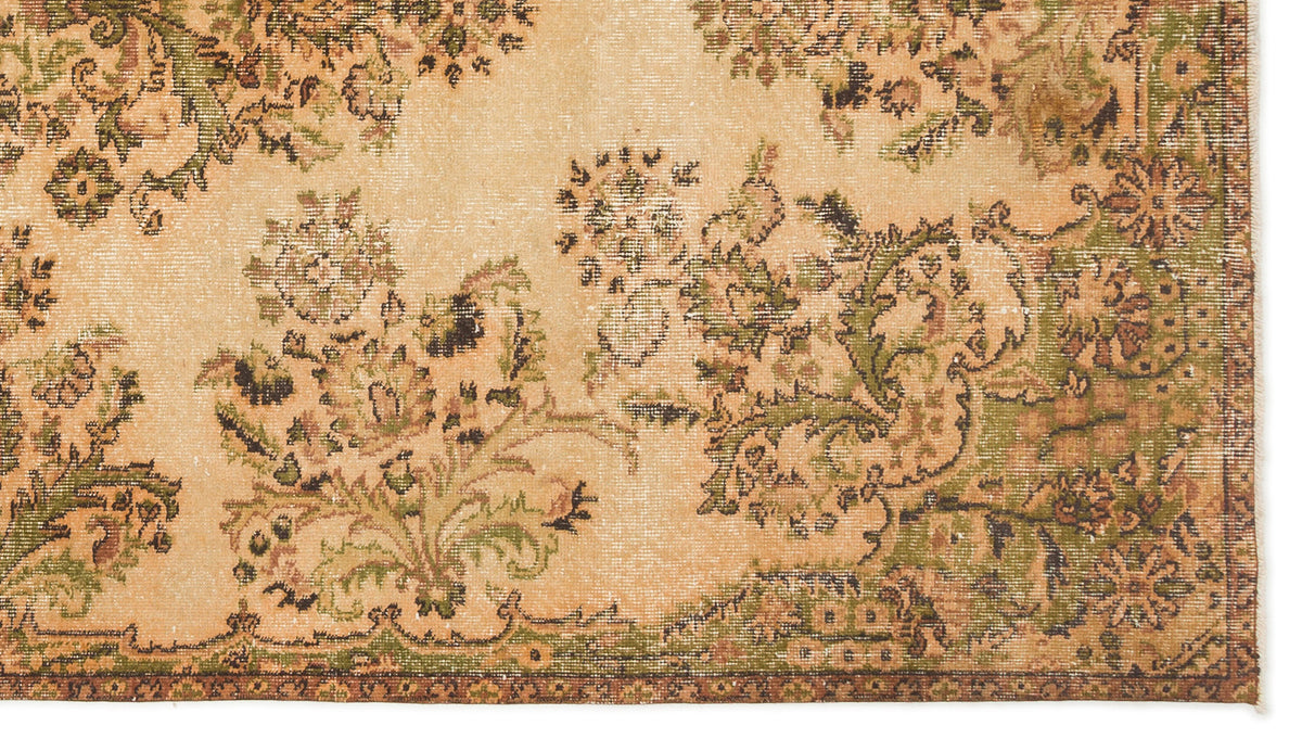 Tirena Bej ve Yeşil Çiçek Desenli El Dokuma Halı 153x280 cm – detay görünümü