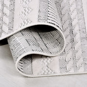 Gri Geometrik Polyester Makine Halısı