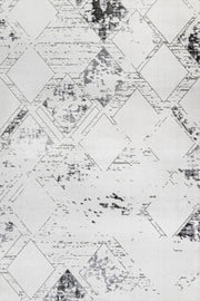 Beyaz Gri Baklava Geometrik Halı - Yıkanabilir - Kaymaz Taban - Pati Dostu