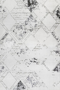 Beyaz Gri Modern Geometrik Salon Halısı