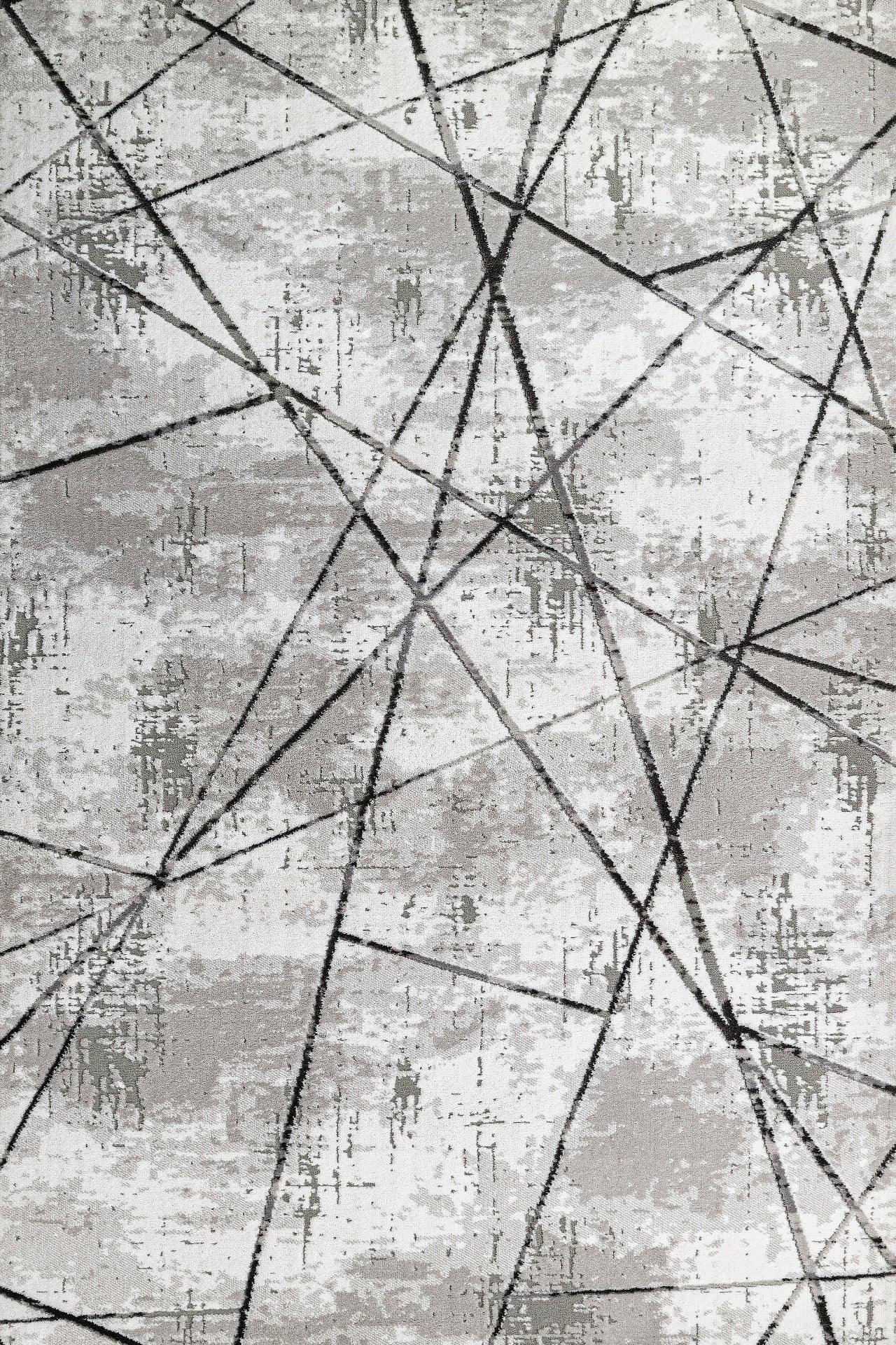 Gri Geometrik Minimalist Halı - Yıkanabilir - Kaymaz Taban - Pati Dostu