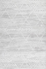 Beyaz Gri Baklava Geometrik Halı - Yıkanabilir - Kaymaz Taban - Pati Dostu