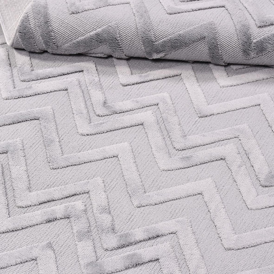 Gri Dokulu Geometrik Triko Halı - Pati Dostu - Toz Vermez