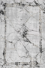 Light Grey White Modern Living Room Rug - Cotton