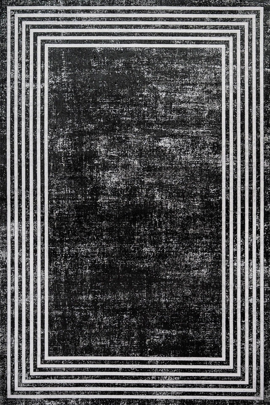 Antrasit Gri Geometrik Minimalist Halı - Yıkanabilir - Kaymaz Taban - Pati Dostu