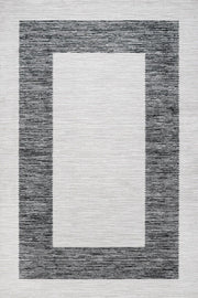 Beyaz Ekru Bordürlü Minimalist Halı - Yıkanabilir - Kaymaz Taban - Pati Dostu