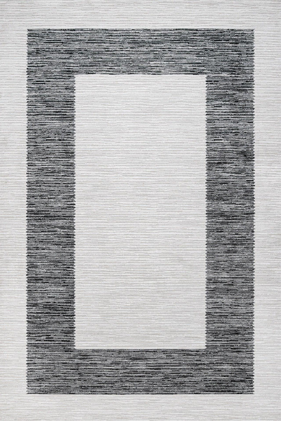 Beyaz Ekru Bordürlü Minimalist Halı - Yıkanabilir - Kaymaz Taban - Pati Dostu