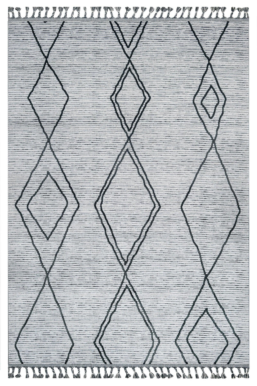 Bohemian Grey Geometric Pattern Area Rug – in the living room