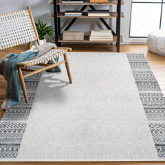 Katalina Gri Çerçeveli Triko Akrilik Makine Halısı