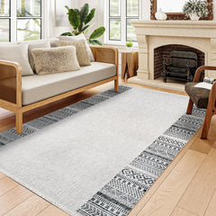 Katalina Gri Çerçeveli Triko Akrilik Makine Halısı