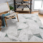 Coray Gri Geometrik Triko Akrilik Makine Halısı