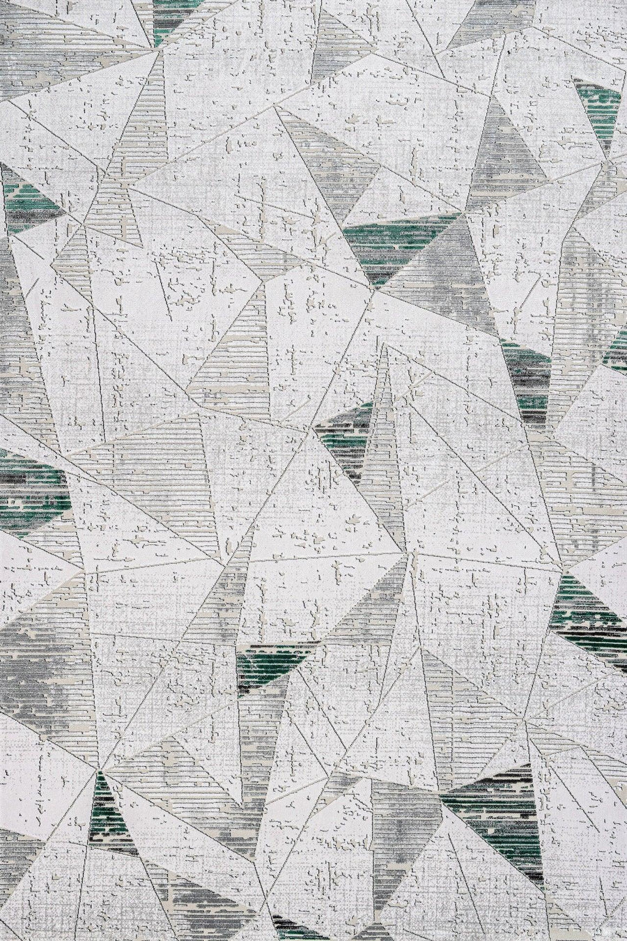 Beyaz Gri Blok Desenli Geometrik Halı - Yıkanabilir - Kaymaz Taban - Pati Dostu